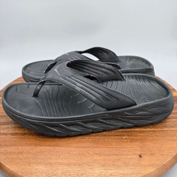 Hoka One One Ora Sandals Mens 10 Black Slip On Recovery Flip Flop Thong Comfort main image 4